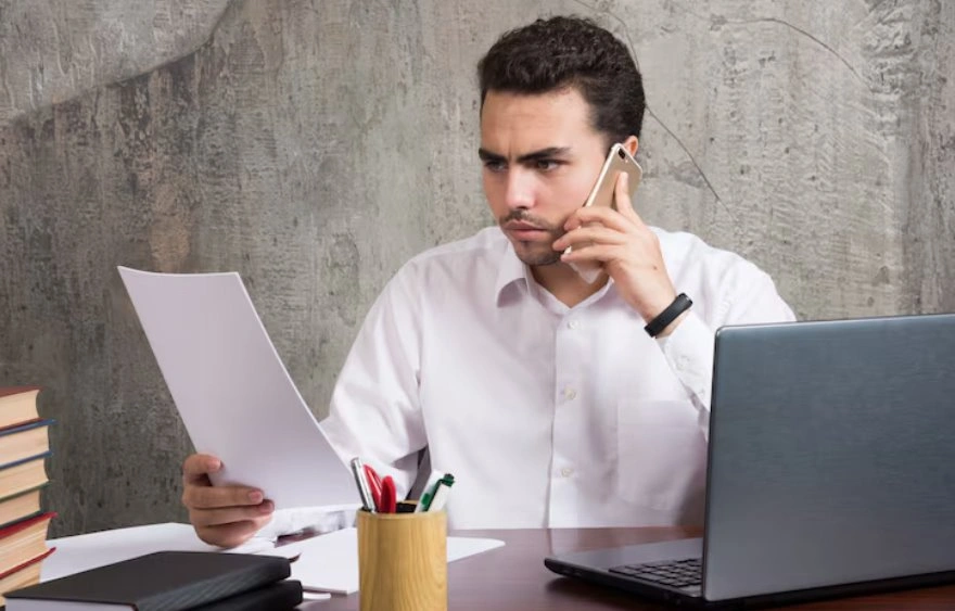 Attorney reviewing trademark filing documents